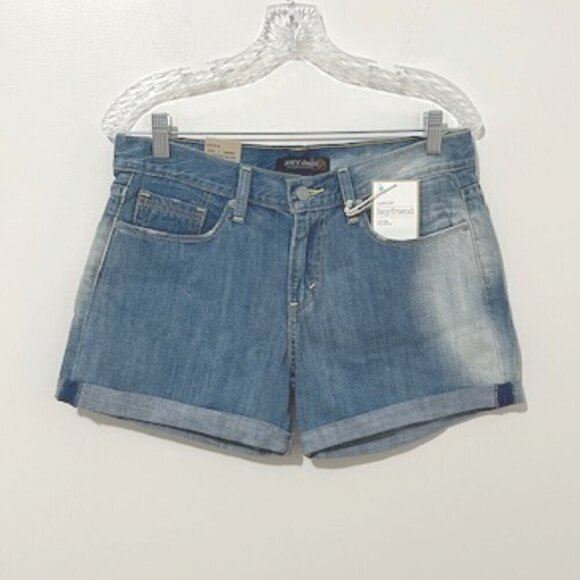 Levi’s Boyfriend Denim Jean Shorts Cuffed Distressed Faded - Picture 1 of 6